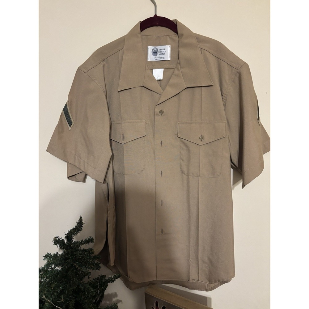 US Marines Defense Logistics Agency Khaki Dress Shirt Mens Size 17 PFC 1st Class